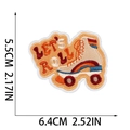 Detailed view of vintage roller skate embroidery patch with orange and blue threads - Retro Roller Skates (W3HD-125-11)