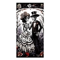 Vertical Day of the Dead skeleton wedding couple garden flag with brass grommets - Skeleton Couple