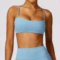 Sky blue yoga sports bra set with thin straps and square neck in high-stretch fabric - XL / Haze Blue