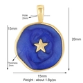 Ciondolo a stella in smalto blu scuro placcato oro con misure dettagliate delle dimensioni - Pentagramma / Blu scuro