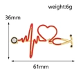 Spilla medica in smalto con cuore rosso e stetoscopio dorato, 61x36mm, peso 6g - Stetoscopio ECG