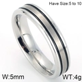 Bague en acier inoxydable doré 5mm avec double rainures noires et fini brossé - US 7 / Bague Femme en Acier (KR47324-K)