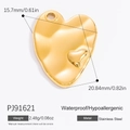 Polished 18K gold heart-shaped stainless steel pendant with detailed size specifications - Heart Shape