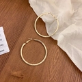 Elegant large gold hoop earrings with sparkling micro-inlays on textured wood and paper - Small / Gold