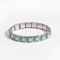 Detailed macro view of modular stainless steel bracelet links with blue star patterns - Blue Star Style (款式9)
