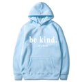 Light blue oversized hoodie with Be Kind slogan print and convenient kangaroo pocket - S / Light Blue