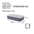 Grey 8-cavity skull silicone ice mold with lid measures 218x115x50mm for whiskey ice - 8-Grid Square (With Lid) / Dark Gray