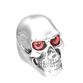 Vintage silver stainless steel skull ring with red eye stones for a gothic rock style - US 7 / Steel Color Red Eye