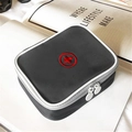 Portable dark grey travel medical storage bag with red cross embroidery and white trim - Gray