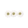 Three white embroidered daisy flowers with gold centers as hair clips or appliques - Style 8-Triple Connected White Embroidery Daisy