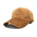 Effen bruine fluwelen honkbalpet voor heren en dames, stijlvolle winterse zonnehoed - M (56-58cm) / camel