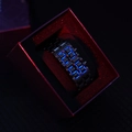 Lava LED watch with blue digital display in black metal finish and sleek gift box - Tungsten Black Blue LED