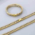 Detail von silber- und goldfarbenem Panzerketten-Schmuckset mit Metallverschluss - Armband 21cm (ca. 45g) / Gold