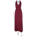 Slim fit backless halter neck maxi dress in deep burgundy with cross straps - XS / Burgundy