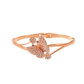 Bracciale rigido vintage in oro rosa con farfalle, fiori rosa e cristalli bianchi - Oro rosa