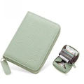 Mint green pebble leather RFID blocking wallet with accordion slots and U-zip closure - JP-6003 Style / Avocado Green