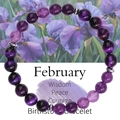 Bracciale pietra portafortuna di febbraio con pietre naturali viola e carta messaggio - Febbraio