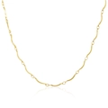 Elegant gold oval wave chain necklace with polished stainless steel round links for women - Curved Bar Link (5941753732865)
