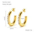 Orecchini a forma di U in acciaio inossidabile dorato 18K con cinque perle bianche - Placcato Oro 18K / Oro con Perla