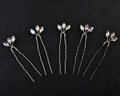 Lot de cinq épingles à cheveux en cristal en U avec pierres marquises sur fil - Argent 5 pièces/ensemble