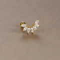 Gold helix cartilage stud with seven marquise-cut marquise zirconias and screw back - Gold White Zirconia (Marquise Fan)