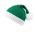 Gorro de Navidad de punto verde y blanco con pompón suave para hombre y mujer - Talla única / Verde