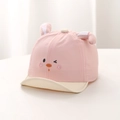 Pink baby sun hat with cute 3D bunny ears and soft animal face embroidery detail - 50cm 1-3 Years / Pink Rabbit