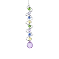 Detail of 3D spiral wind spinner with colorful crystal beads and a purple pendant - Silver Spiral - Purple Crystal Ball