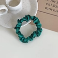 Elegant dark green satin scrunchie with silk texture and soft sheen for women - Dark Green