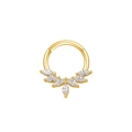 Golden nose ring with marquise-cut clear crystals in a crown setting variant - 7-Stone Crown / Gold