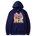 Sweat à capuche bleu marine Mama Est 2025 avec motif floral vintage et symboles de paix - Bleu Marine