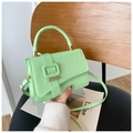 Minimalist mint green crossbody square bag with a matching large decorative buckle - Green