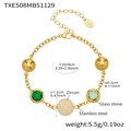Detailed size specifications for stainless steel gold bracelet with zircon and glass stones - Bracelet (16+6cm) / Gold - Green Zirconia Bracelet (TXE508)