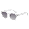 Lunettes de soleil rondes transparentes rétro avec verres dégradés gris et rivets - Blanc Trans Gris Double (C47)