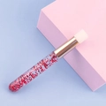 Lash cleansing brush with transparent handle and sparkling red glitter filling - Red Glitter + Gold Ferrule