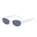 Fashionable small oval sunglasses with a white frame and dark lenses for women - White Frame Gray Lens
