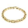 Bracciale a maglie rettangolari minimalista in acciaio inossidabile dorato con chiusura - Stile Cavo Geometrico Oro (KB160623-Z)
