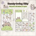 Creative PET cartoon cat sticker set with 4 transparent sheets for DIY scrapbooking crafts - Pretty Kitty (4 Stickers + 1 Base Card)