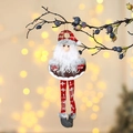 Weihnachtsmann-Plüschfigur zum Aufhängen mit langen Beinen und NAVIDAD Holzschild - Weihnachtsmann