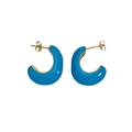 C-shaped stainless steel earrings in vibrant blue enamel and gold-plated finish - Gold Green (DEK1675)
