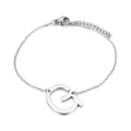 Bracciale in acciaio inossidabile argento con ciondolo lettera G maiuscola e chiusura - Stile Lettera G (KB116131-K)