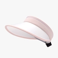 Pink and white UV-protected open top sun visor hat with adjustable elastic strap - Adjustable / Pink