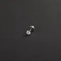 Minimalist silver titanium steel screw back stud with brilliant round zircon stone - Flat Back Screw / 4mm / Steel