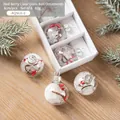 Set of 6 clear Christmas ornaments with red berries and snow, 4cm glass spheres - Red Berries with Snow (Style B) / Set of 6