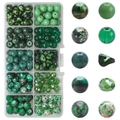 Green gradient glass bead DIY jewelry kit in 10-grid storage box for bracelets - Grass Green Series approx 200pcs