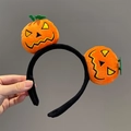 Cerchietto di zucca di Halloween in peluche con ricami su fascia di velluto nero - Stile 1-Viso Sorridente