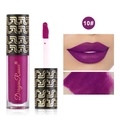 Matte velvet liquid lipstick in deep purple shade 10 with gold patterned cap - No.10 Glamour Purple