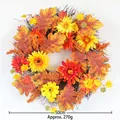Detailansicht eines 50cm Herbstkranzes mit Sonnenblumen und Kürbissen, 270g schwer - Chrysanthemen Sorghum Kranz / 50cm