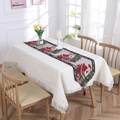 European Christmas table runner featuring Santa Claus and reindeer with tassels - Style I (180x33cm)