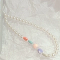 Colorful heart resin beads with faux pearl wrist strap phone charm for iPhone - Multi-colored Heart Lanyard